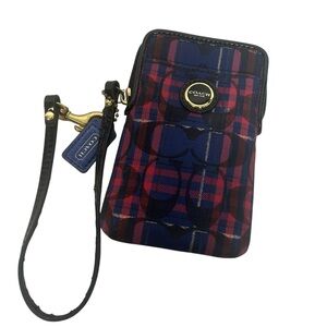 Coach Red and Blue Plaid Wallet